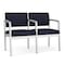 Lesro Lenox Steel 2 Seater with Center Arm, Navy/Midnight Seat, Navy/Midnight Back, 43.5 W 24.5 L 32 H LS2103 - alternate 1